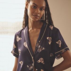 Anthropologie Silky Patterned Pajama Top